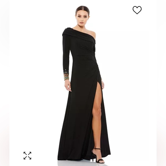 Mac Duggal Dresses & Skirts - Mac Duggal Beaded Cuff Drop Shoulder Faux Wrap Gown